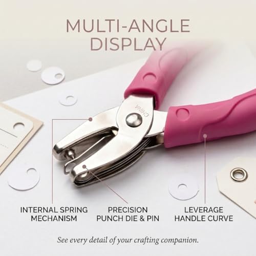 Round Single Hole Punch 1/4” Paper Hole Puncher for Crafts, Hole Puncher with Rose Red Soft Grip Handle - style: Rose Red Round