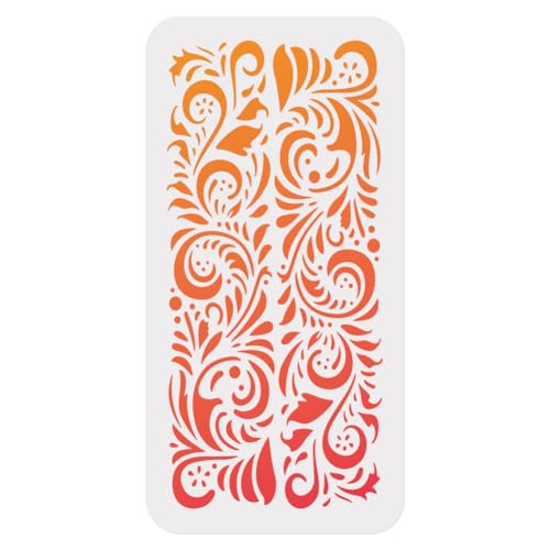 Baroque Pattern Wall Painting Stencil 11.8 x 5.9 Inch Reusable Stencil for Painting on Wood Wall Floor Fabric Furniture, DIY Home Decor Craft Stencil - style: Baroque B