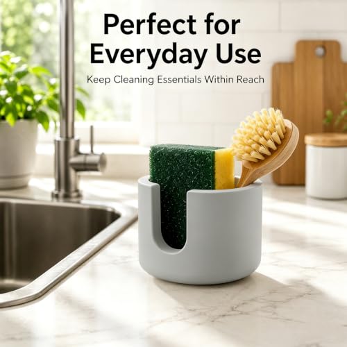 Water-Absorbing Diatomite Stone Sponge Holder, Quick Drying Diatomite Sponge Holder, Kitchen Sink Organizer and Drying Rack for Sponges, Soap and Brushes - color: Gray