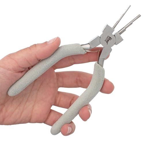The Beadsmith Micro Wire Looping Pliers – Create 6 Sizes (Ranging 1-4mm) of Loops & Jump Rings, 6" long (150mm), Polished Steel Head & Cushioned Comfort Handle - size: 1-4mm Micro Wire Looping Pliers