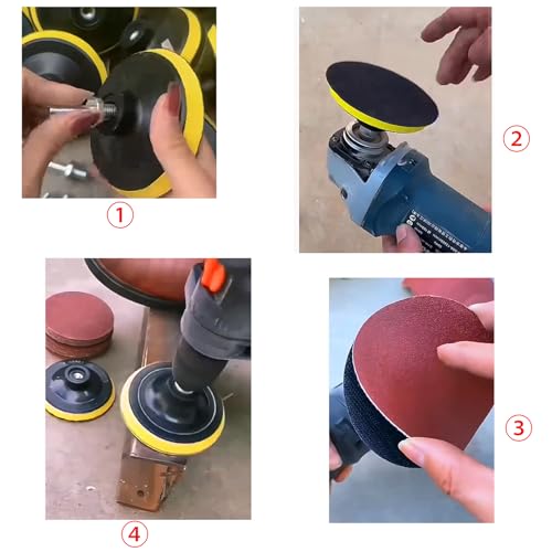 2 Pcs 5 Inch Rotary Buffing Pad Sanding Holder Angle Grinder Sanding Attachment with M14 Thread Flocked Sandpaper Suction Cup Suitable for Sanders and Polishers