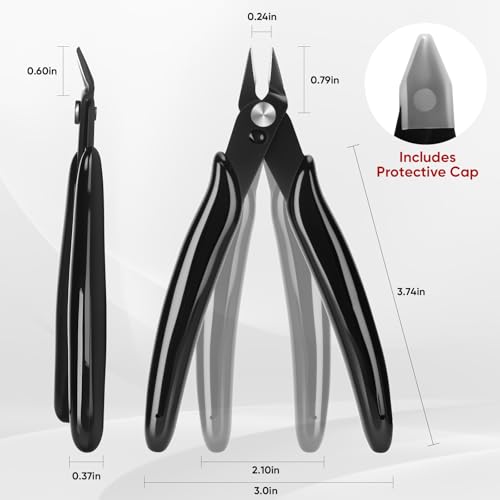 5 Inch Flush Cutters, 2 Pack Micro Wire Cutters, Zip Tie Cutter - color: Black ( 2 Pack )
