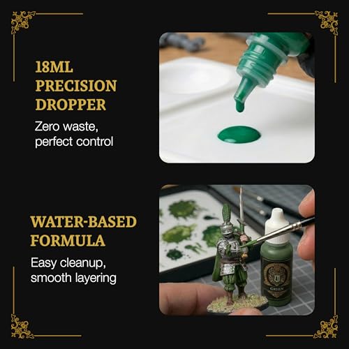 Ludus Bellum Miniature Paint Green Color 18ml Precision Dropper Bottle - color: Green