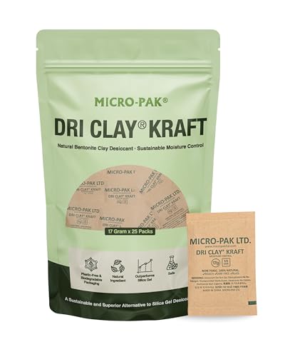 Micro-Pak Dri Clay Kraft, Moisture Absorption Desiccant Packs,17gx25pcs - size: 17gx25pcs