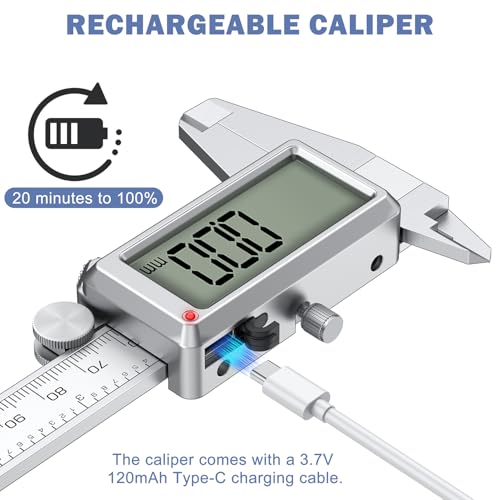 HDLNKAK 6”/150mm Rechargeable Digital Caliper with Large LCD Screen - color: White