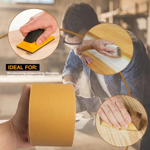 Total 20 Yards Long Continuous Roll Kit - 150 180 400 600 Grit PSA Longboard Sandpaper, 2-3/4" Wide - Self Adhesive Stickyback Sandpaper for Automotive, Woodworking, Hand Sanding Blocks - size: Mix Grit 150 180 400 600, style: Self Adhesive