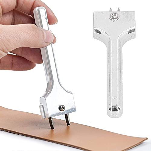 Adjustable Fork Puncher 2 Prong Leather Hole Punch Magnetic Button Installation Tool Tool(Silver)