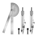Protractor and Compass Set, Stainless Steel Angle Finder & 2 Compasses