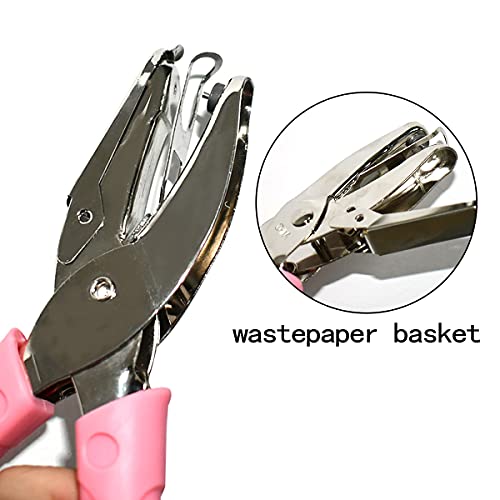 Handheld Hole Paper Punch Puncher with Pink Soft Handheld Grip