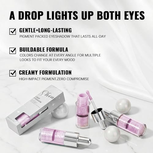 Cherry Pink Brown Shimmer Liquid Metallic Eyeshadow, Everyday Cool Toned Eye Shadow Makeup for Older Women, Multi-Dimensional Finish For Green Blue Eyes, Mini Travel Size, Vegan & Cruelty-Free 09# - color: J-#09