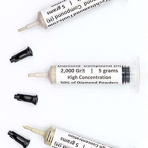 TechDiamondTools Diamond Polishing Paste Kit — 3 Grits (1200, 2000, 4000) | USA Made | Oil-Based Syringes | Progressive Polishing Set for Metal, Glass, Gemstone, Knife, Jewelry | 50% Diamond Powder - size: 1200 2000 4000 Grit, style: High 50% concentratio