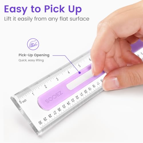 Sooez 3 Pack Ruler 12 Inch, Anti-Slip Clear Rulers for Kids, Light Blue - color: Light Blue, size: 3 Pack