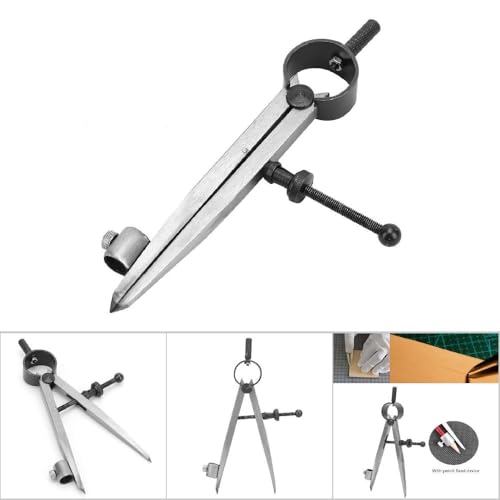 Drafting Compass with Pencil Fixer – Carbon Steel Precision Divider for Metalwork & Leather Craft, Rotating Scriber Tool for Accurate Line Drawing