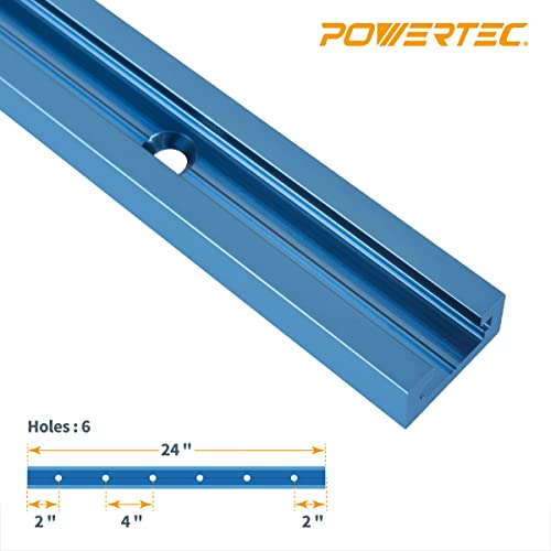 POWERTEC 71371 24 Inch Double-Cut Profile Universal T-Track with Predrilled Mounting Holes, 4 PK, T Track for Woodworking Jigs and Fixtures, Drill Press Table, Router Table, Workbench - size: 24" T track (4PK)