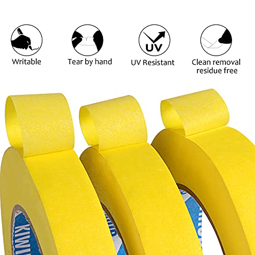 Yellow Painters Tape,1 Inch x 60 Yards x 5 Rolls (300 Yards Total) - color: Yellow