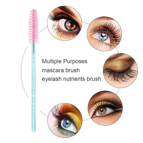 Elisel 100pcs Disposable Mascara Brushes with Container, Mascara Wands Makeup Brushes Applicators Kits for Eyelash Extensions and Eyebrow Brush (Blue Pink) - color: Blue Pink
