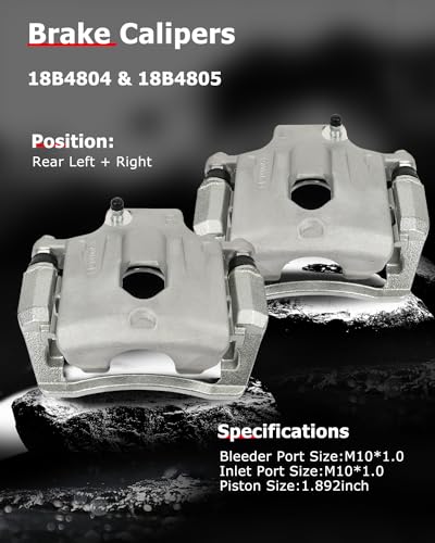 cciyu Rear Left & Right Disc Brake Calipers Assembly 18B4804 18B4805 - size: Rear[18B4804+18B4805]