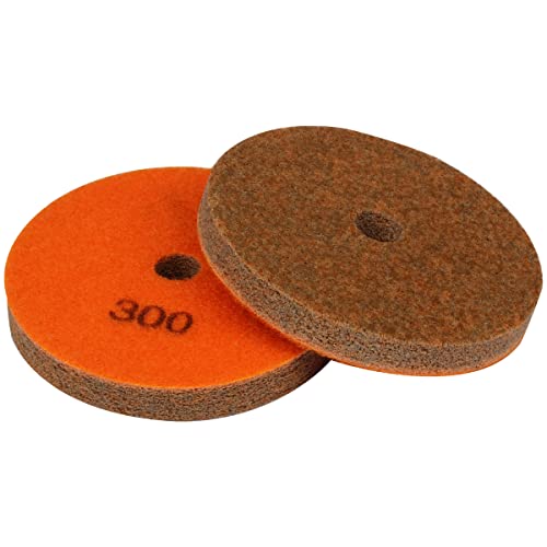 4" Diamond Sponge Fiber Polishing Pad 300 Grit Wet Dry, 2 Pack - size: Grit-300#-2Pcs