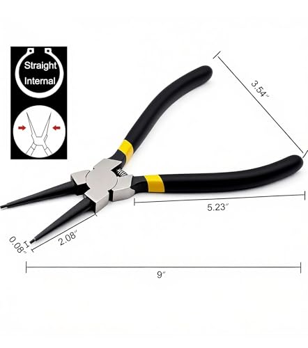 Straight Internal Snap Ring Pliers 9",Internal Spring,Anti-Rust,Head Size:0.08". - size: Straight Internal