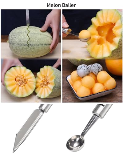 BURLIHOME 12Pcs Fruit&Veggie Carving Knife Set,Garnish Tool,Stainless Steel