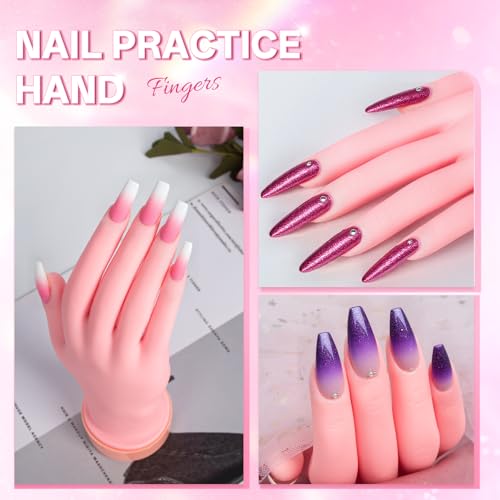 Buqikma Flexible Practice Nail Fake Silicone Hand Model for Acrylic Nails