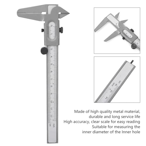Manual Vernier Caliper Measuring Tool Micrometer Gauge Metal 5 Inch for Dimensional Measurement Machining Woodworking Engineering