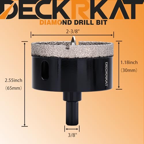 DECKRKAT 2-3/8"Diamond Hole-Saw Bits with Pilot Drill Bit Accurate Drilling for Porcelain Tile Ceramic Pottery Granite Stone Glass Bottles 60mm. - size: 2-3/8" X 1Pcs