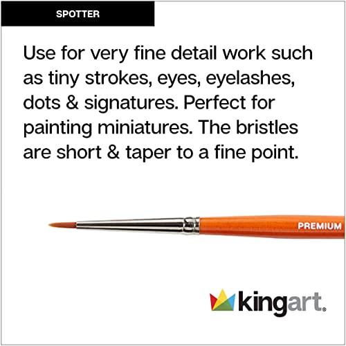 KINGART Radiant 6650-5/0 Spotter Series, Premium Golden Synthetic Brushes for Acrylic, Oil and Watercolor - size: 5/0 (Pack of 1)