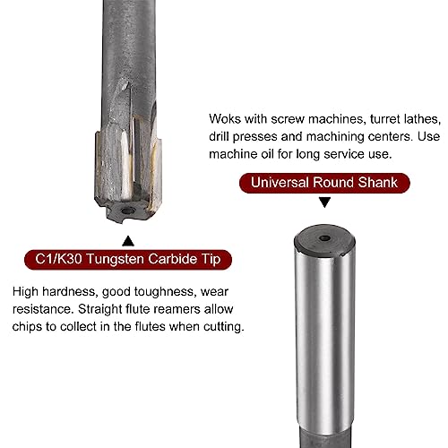 HARFINGTON Chucking Reamer 14.5mm H7 C1/K30 Carbide Tip Precision Straight Flutes Round Shank Lathe Machine Milling Cutter - size: 14.5mm