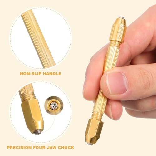 iplusmile Mini Hand Drill Double-Head Pin Vise for Watch Repairing Jewelry Making Model Carving Micro Drilling 4 Pcs Hand Drill Set for Precise Hole Drilling