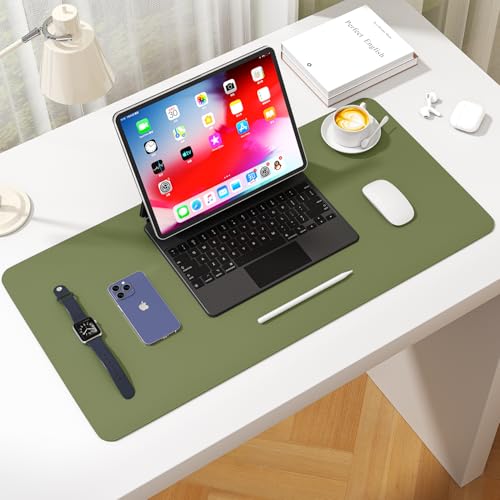Non-Slip Leather Desk Pad Protector Mouse Mat, Avocado Green 31.5x15.7 in - color: Avocado Green, size: 31.5" x 15.7"