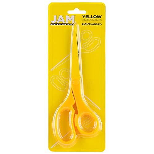 JAM PAPER Multi-Purpose Precision Scissors - 8 Inch - Yellow - Ergonomic Handle & Stainless Steel Blades - Sold Individually - color: Yellow, size: Standard (8 Inch)