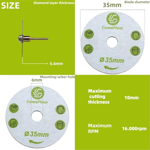 35mm Diamond Cutting Saw Blade and Wheel for Aggressive Wet Cutting, Professional Precision on Ceramic, Porcelain, Marble Tile - size: 35mm