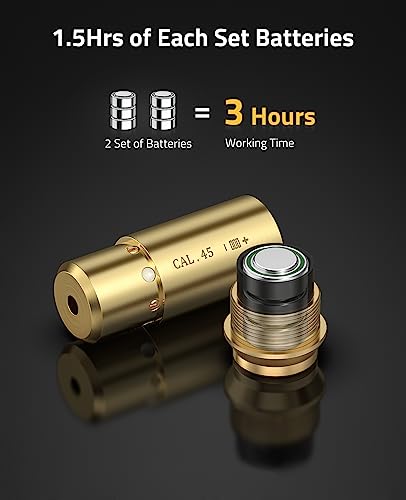 CVLIFE Bore Sight Laser 223 5.56mm/9mm/.243.308/12Gauge/7.62x39mm/.45acp Red Laser Bore Sighter with Batteries - style: .45acp