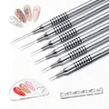 Komall Metallic Nail Art Brushes, 6Pcs Non-slip Liner Brushes Set, Silver - color: Silver