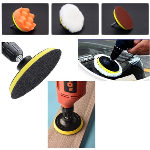 2 Pcs 5 Inch Rotary Buffing Pad Sanding Holder Angle Grinder Sanding Attachment with M14 Thread Flocked Sandpaper Suction Cup Suitable for Sanders and Polishers