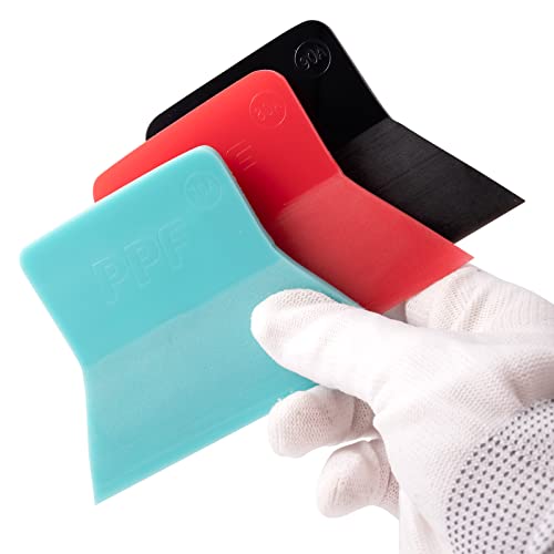 FOSHIO PPF Squeegee Vinyl Wrap Tool, 3 In 1 Different Hardness Anti-Scratch Rubber Scraper Soft TPU Mini Squeegee Window Tint Tool for Paint Protection Film, Squeegee for Window Cleaning - color: Multicolor