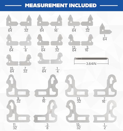 25 Pc Radius Gauge Set 1/64''-1/2'' Gauges with Holder, 3602-5021