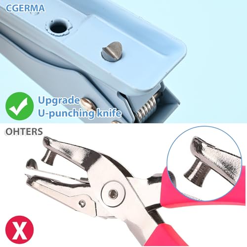 Single Hole Puncher, 1/4" Hole, 50% Labor Savings, Heavy Duty Metal Punch, 15 Sheet Capacity, for ID Cards, Chipboard, Art Project, Crafts Easy Punching, Blue - size: Blue 1 Pack