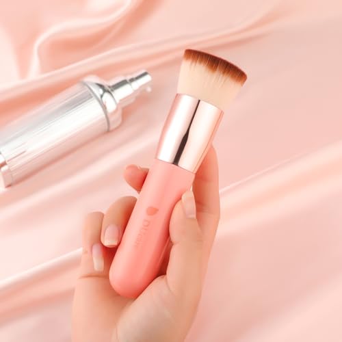 DUcare Foundation Brush for Liquid Makeup,Flat Top Kabuki Foundation Brushes - Premium Makeup Brush for Liquid, Cream, Powder,Buffing, Blending,Pink - color: Pink