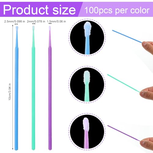 Oruola 300pcs Micro Applicator Brush,Microbrush Applicators,Touch Up Paint Brushes for Automotive Paint Chip Repair Disposable,3 Different Sizes Disposable Micro Brushes(1.5/2/2.5 mm)