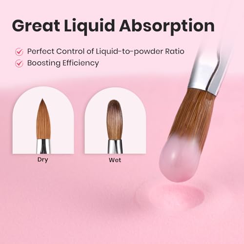 Beetles Acrylic Nail Brush Kolinsky Hair Bristles Round Shaped Metal - color: C-Silver-01