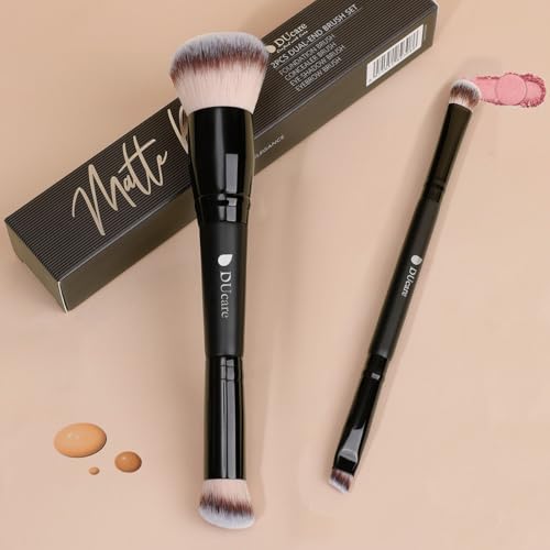 DUcare Dual-ended Makeup Brushes Foundation Brush Concealer Brush Face Eyebrow Eyeshadow Brush for Liquid, Powder, Buffing, Blending, Contouring Foundation Make Up Brushes - color: B06