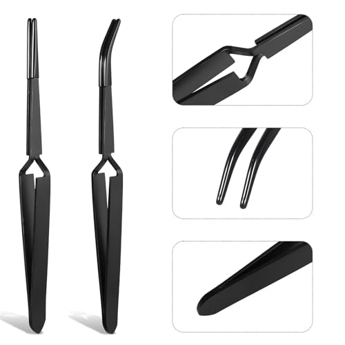Reverse Tweezers for Crafting, 2 Pcs Rubber Tipped Tweezers