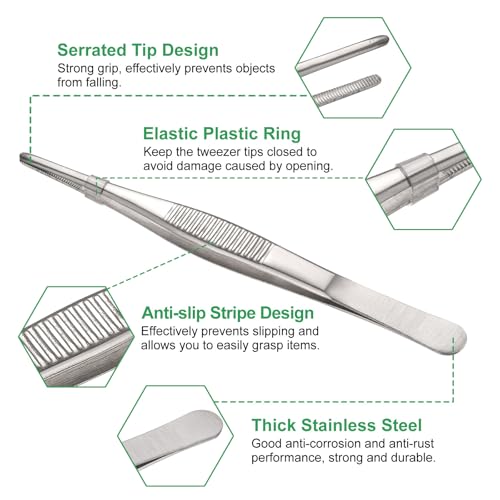HARFINGTON Stainless Steel 5.5" Tip Multi-Purpose Tongs Silver - size: 5.5 x 0.4 x 0.07 inch