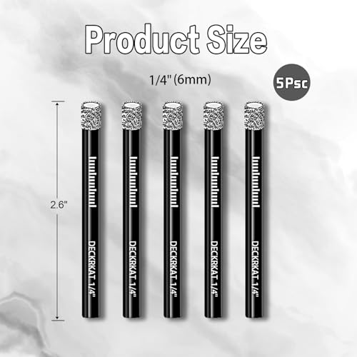 5 Packs Dry Diamond Drill Bits Set 1/4" 6mm Vacuum Brazed Diamond Hole Saws for Granite Tile Ceramic Marble Stone Glass and More Hard Materials (not for Wood), Round Shank with Storage Case. - size: 1/4"X5