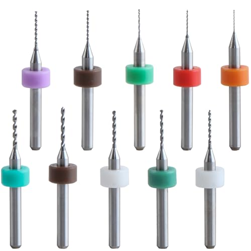 10pcs PCB Drill Bits Set Spiral Flute Carbide 0.3mm-1.2mm for Print Circuit Board Stone Dremel Jewelry CNC Engraving