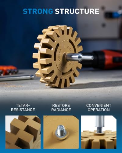S SATC 4 PCS Decal Remover Wheel 4 Inch Rubber Eraser Wheel for Drill - style: 4 Pack Slotted Decal Eraser Wheel