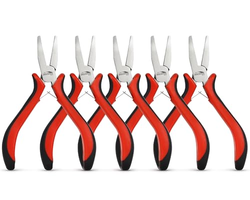 5-Piece 5"Flat Nose Pliers, Small Smooth Jaw Duck Bill Pliers Tool
