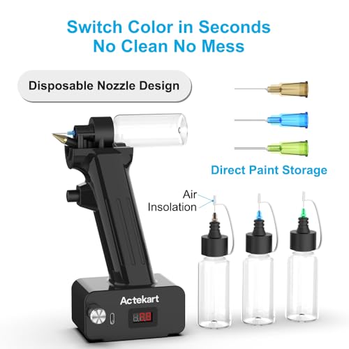Airbrush Nozzles and Bottles Kit - 150pc Disposable Needles (0.2, 0.3, 0.5mm) with 3 Paint Bottles & 1 Spray Module | Compatible with TK-AB0077/TK-AB0078 No-Clean Airbrush - size: 3235